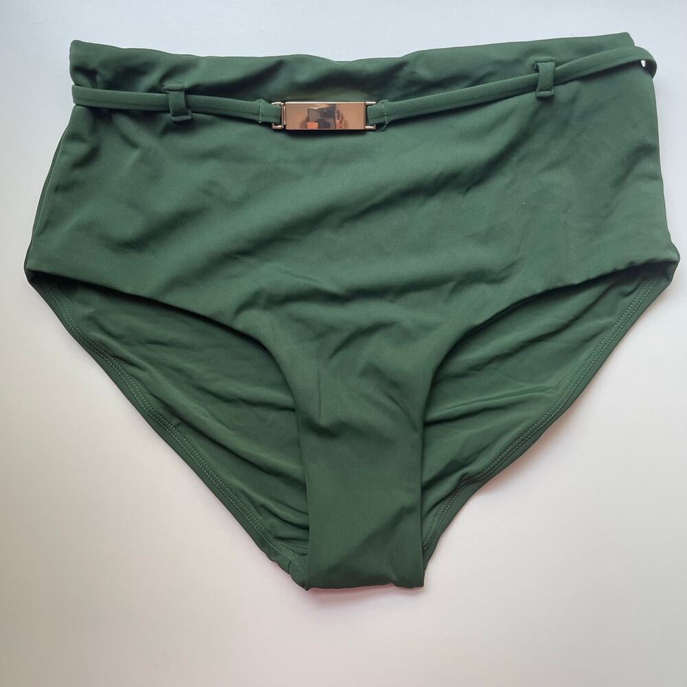 Andie Swim The Molokai Bottom Bikini Green Women's Size XS Belt Gold Buckle NWT